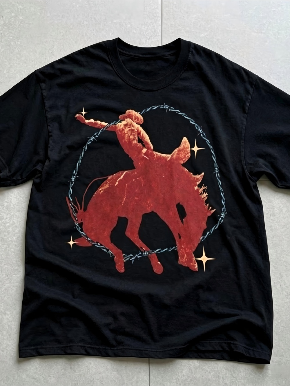 Western cowboy graphic Womens Mens T-shirt Size Unisex